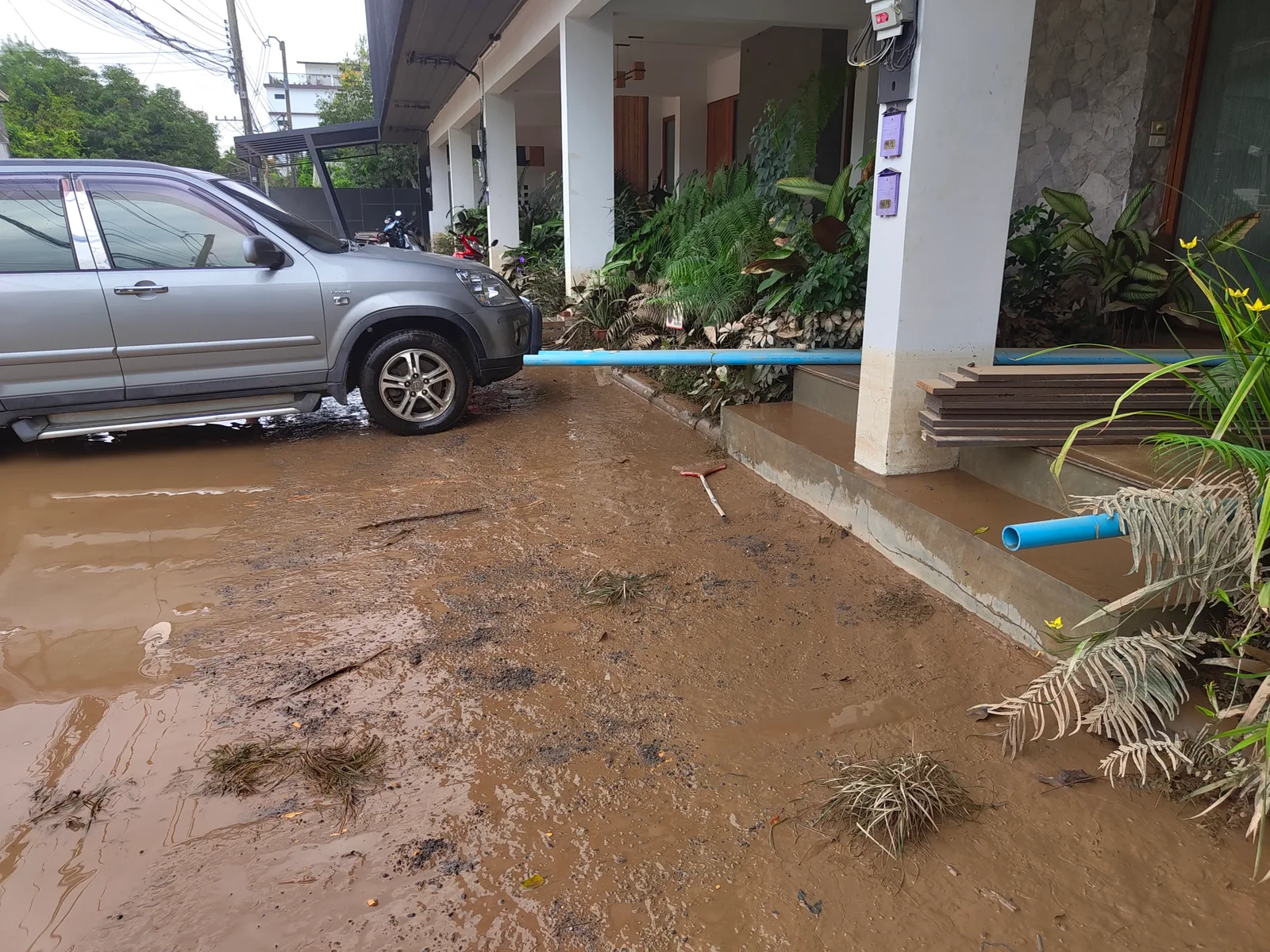 Mud and debris after water receded
