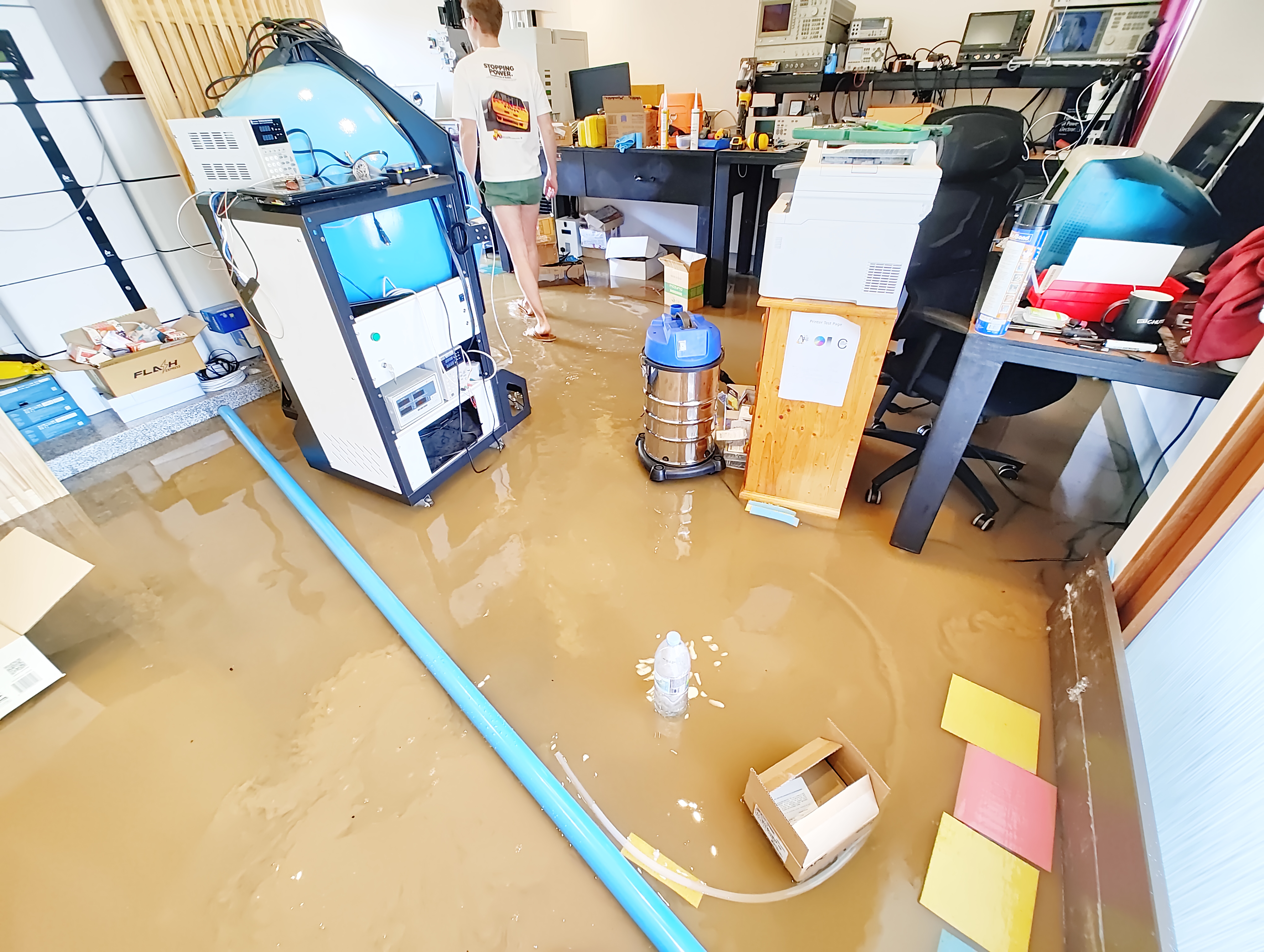 Lab flooded with 50cm of muddy water