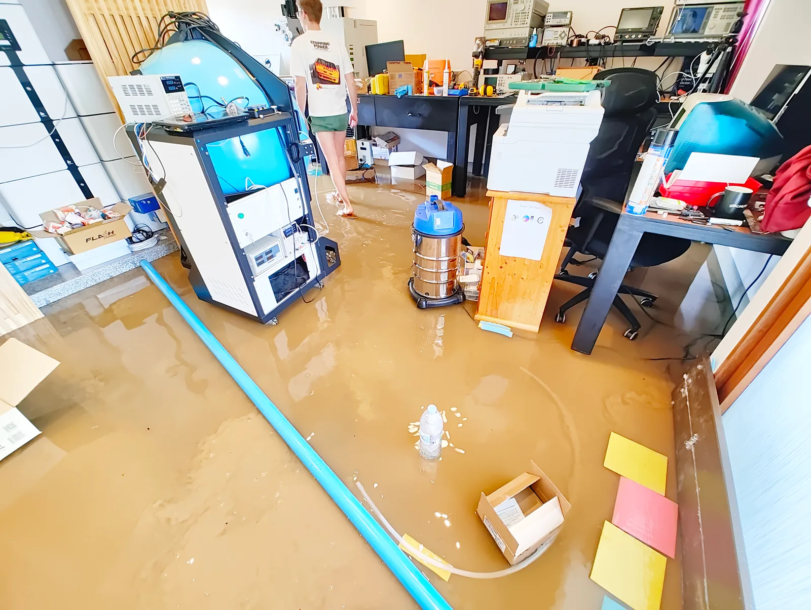Lab flooded with 50cm of muddy water