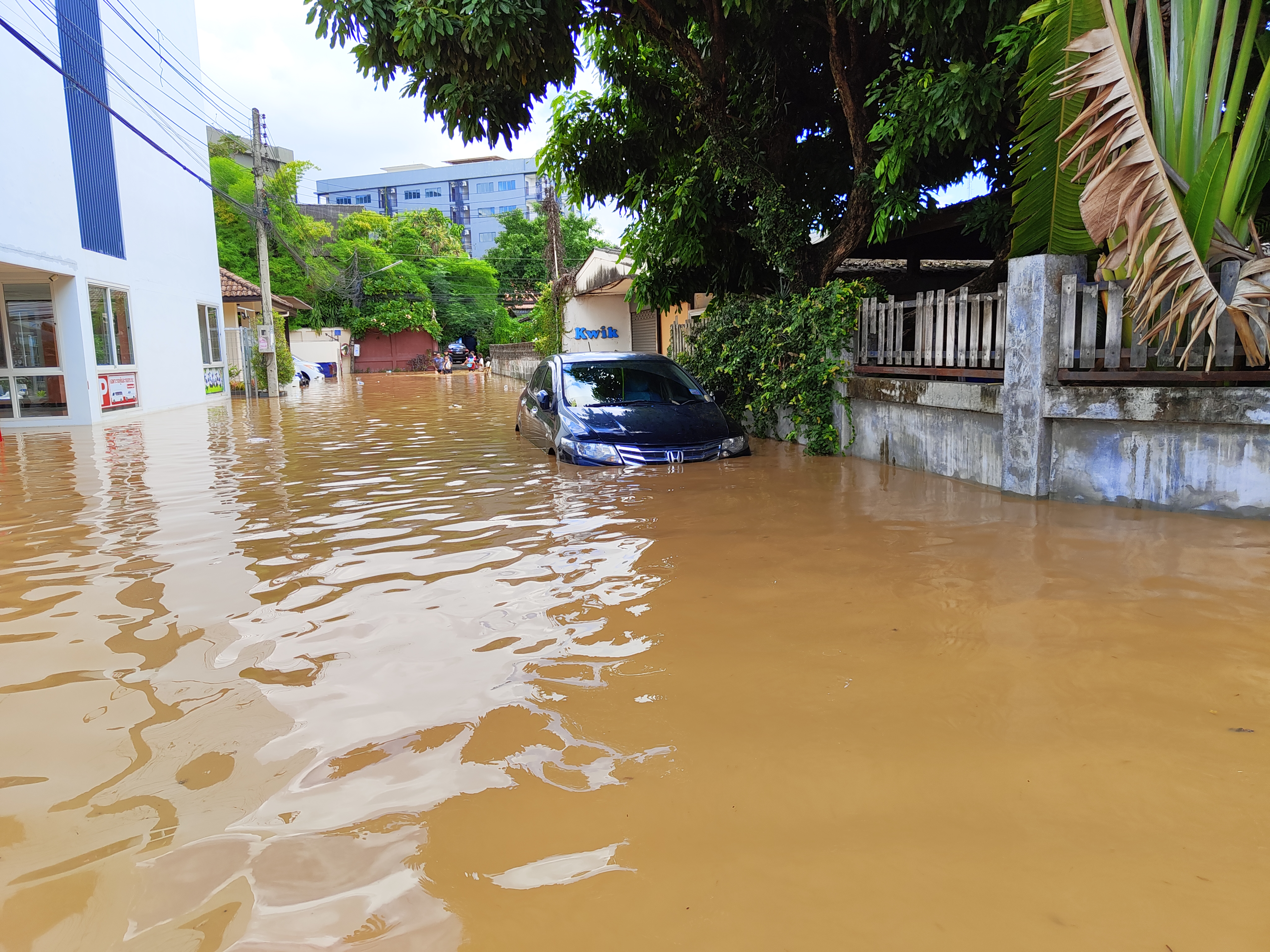 Street flooding — cars submerged