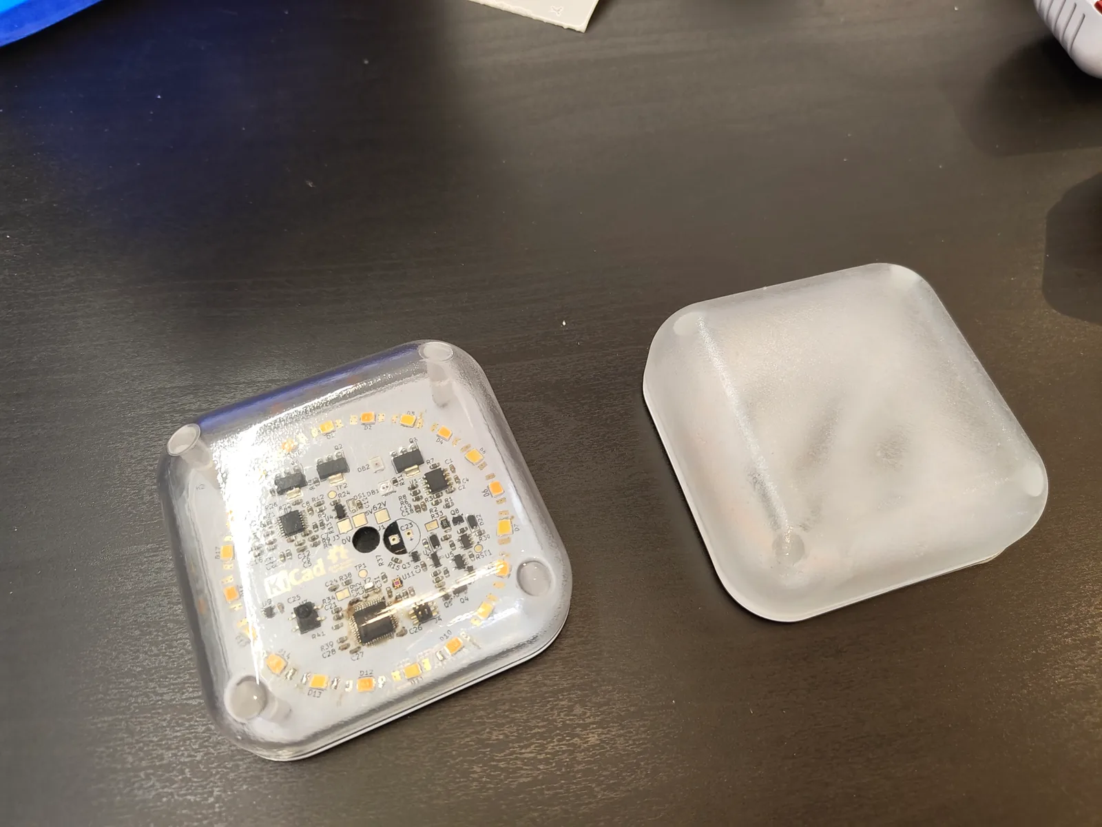 Resin-printed lens caps, clear and frosted